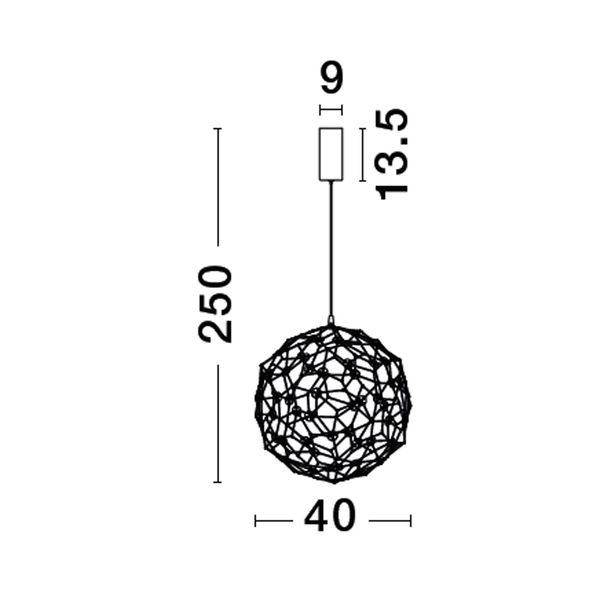 Titanium Black Copper LED 21 Watt 230 Volt 2403Lm 3000K IP20 Led Chip: 60 Pcs D: 40 H: 250 cm Adjustable Height image 1