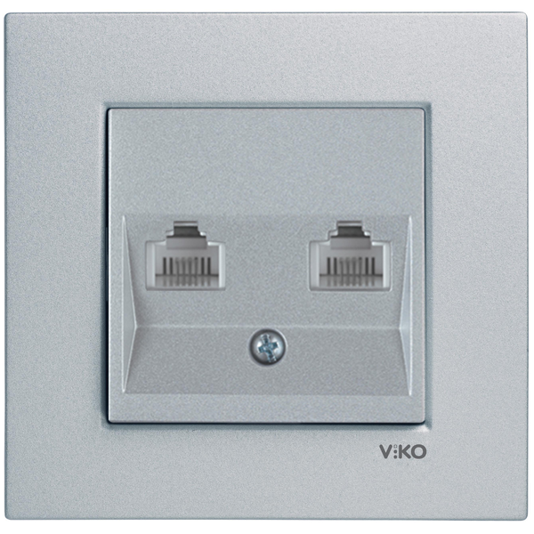 Novella Silver Two Gang Num Phone Socket (2xCAT3) image 1