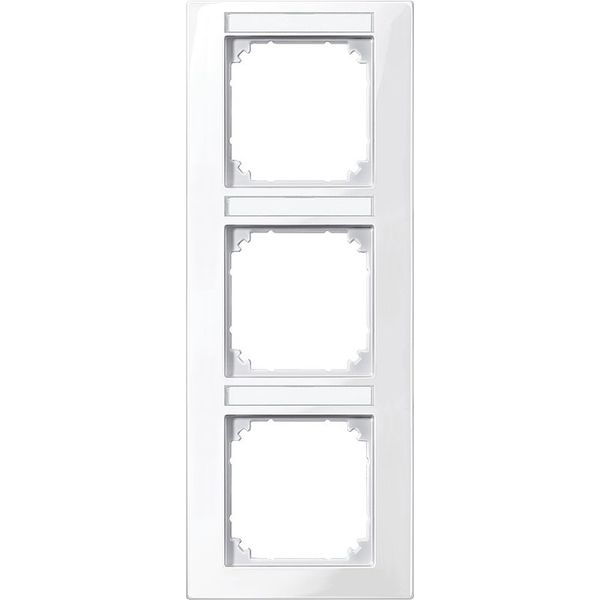 M-PLAN frame, can be labeled three times, vertical installation, polar white glossy image 1