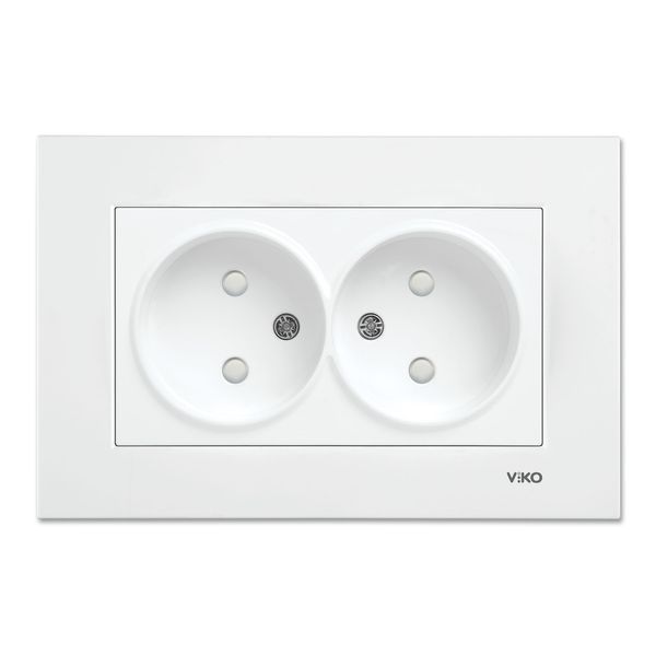 Karre White Two Gang Socket Child Protection image 1