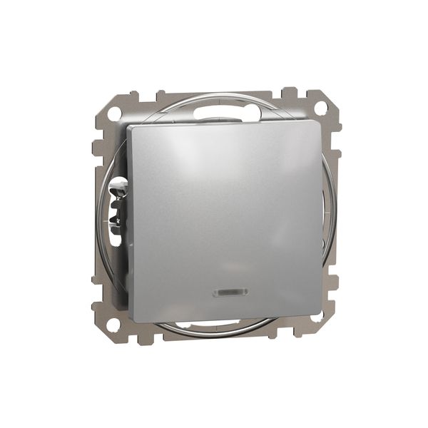 Sedna Design & Elements, 1-way Push-Button 10A Blue Loc LED, professional, aluminium image 4