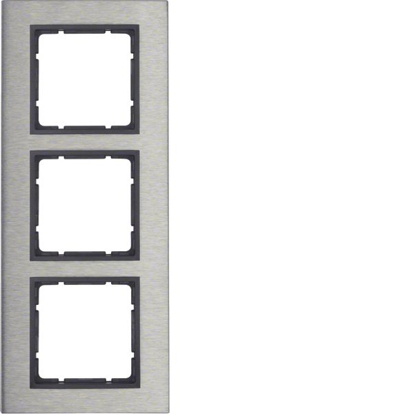 Frame 3gang vert., B.7, stainless steel/ant. matt, metal brushed image 1