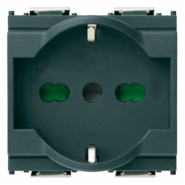 2P+E 16A universal outlet grey image 1