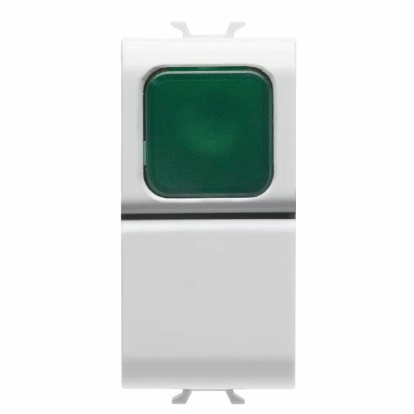 PUSH-BUTTON 1P 250V ac - NO 16A -  GREEN DIFFUSER - 1 MODULE - GLOSSY WHITE - CHORUSMART image 2