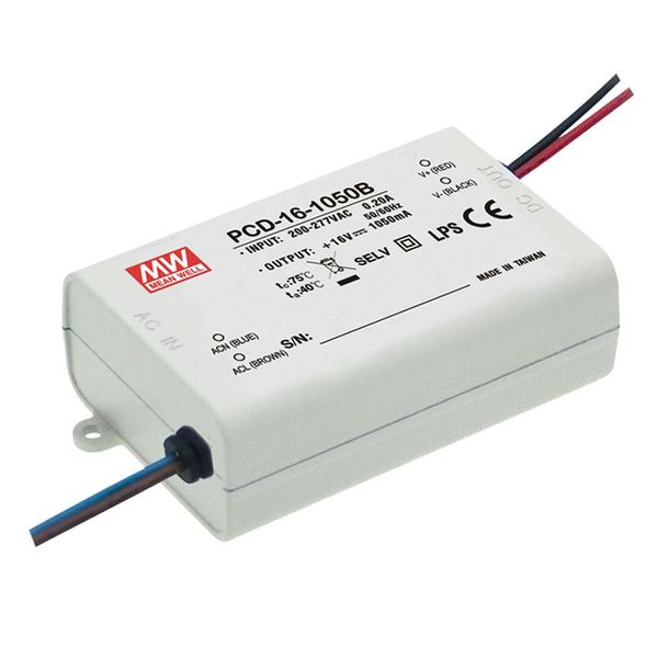 PCD-16-350B Led driver, Class2 16W, 24-48V, 350mA CC dimmable, MEAN WELL image 1