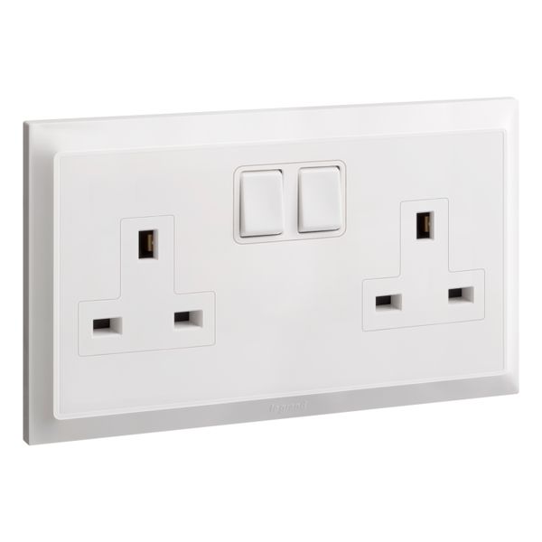 Socket 2 Gang 13A Switched 14X7 White, Legrand-Belanko S image 1