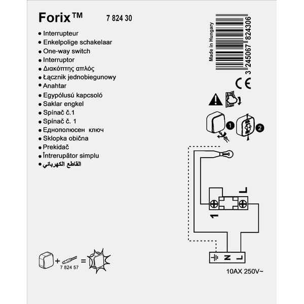 One-way switch Forix - surface mounting - IP 2X - 10 AX - 250 V~ - ivory image 2