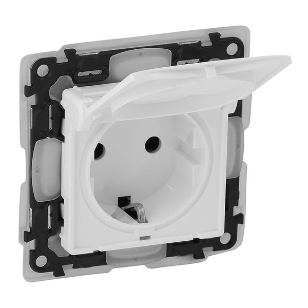 2P+E socket Valena Life - shutters + flap - 16A - 250V~ -German std -IP44 -white image 1