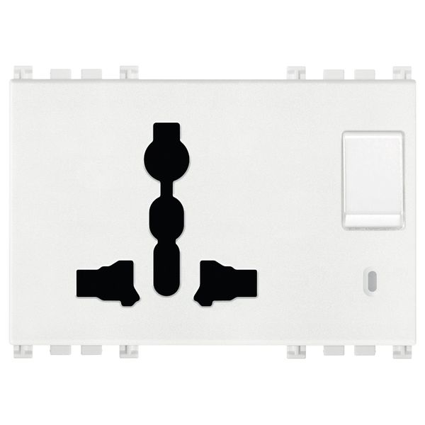 2P+E 13A SICURY multi-outlet+switchwhite image 1