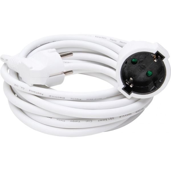 Extension cord IP20 3G1.5mm2,col.white5m image 1