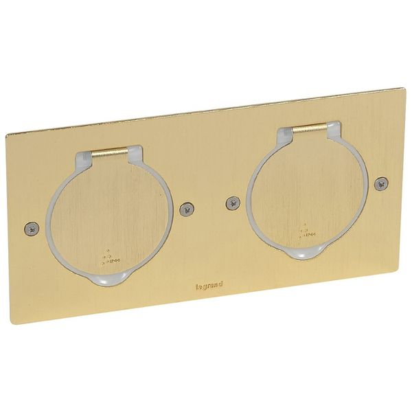 FLOOR RECTANGULAR DOUBLE GANG RECEPTACLE GOLDEN BRUSHED image 2