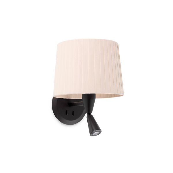 SAMBA BLACK READER WALL LAMP RIBBONED LAMPSHADE E2 image 1