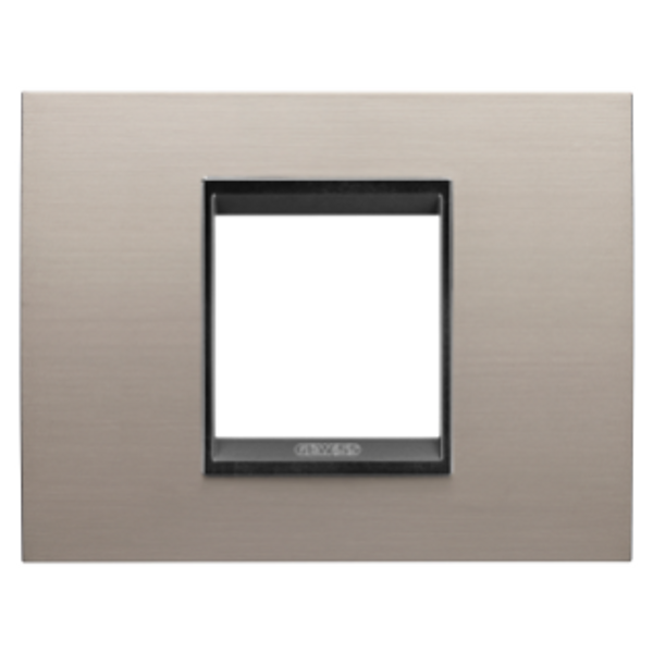 LUX PLATE - IN METAL - 2 MODULES - BRUSHED ALUMINIUM LAVY - INNER FRAME MATT BLACK - CHORUSMART image 1