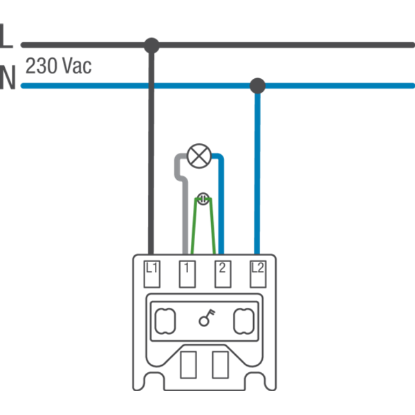 Base for a two-pole switch, 10 AX/250 Vac, plug-in terminals, screw fi image 1