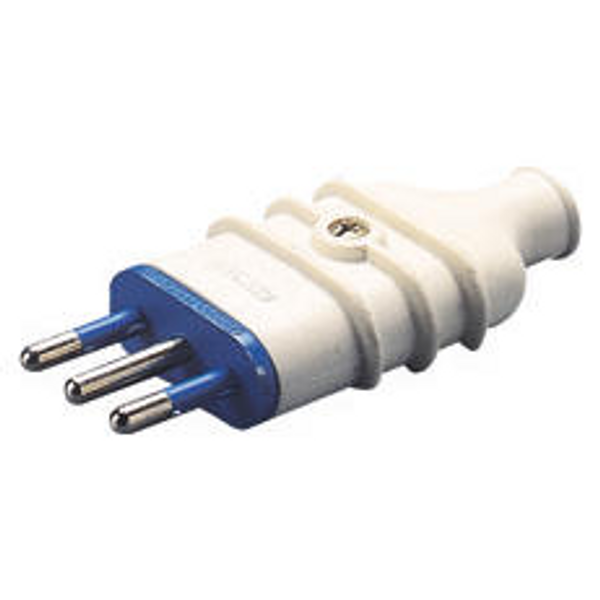 PORTABLE PLUG - STRAIGHT - ITALIAN STANDARD - 2P+E 10A 250V ac - TYPE S11 - WHITE image 1