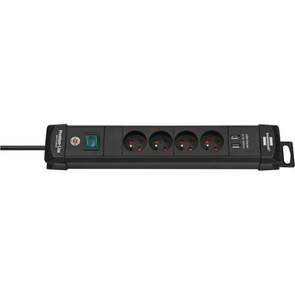 Premium-Line Extension Lead With USB-charger 4-way black 1,8m H05VV-F 3G1.5 *FR/BE* image 1