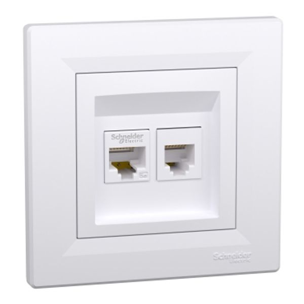 Asfora - data socket - RJ45 cat.5e UTP and RJ12 white image 2