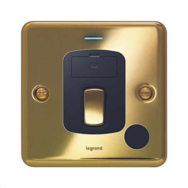 Synergy Authentic Double Pole switch with cord outlet and blue led power indicator -20A - Glossy gold image 1