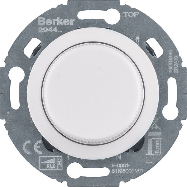 Universal rotary dimmer with central piece (R, L, C, LED), series 1930/glass, White. Gl. image 1