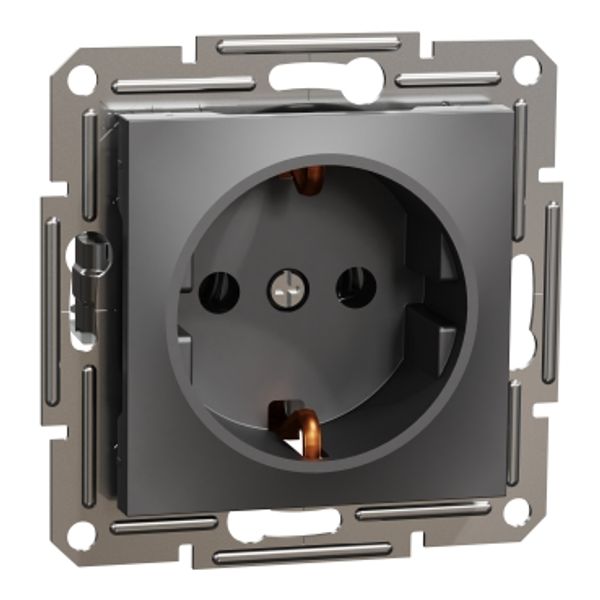 Asfora - single socket outlet with side earth, wo frame, anthracite image 2