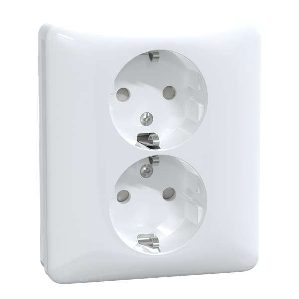 Exxact double socket-outlet earthed screwless white image 3