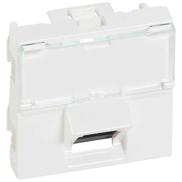 RJ45 socket Mosaic category 5e UTP 45° 2 modules white image 2