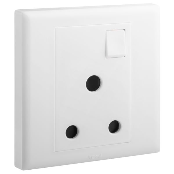 Socket 1 Gang 15A Switched 7X7 White, Legrand - ELOE image 1