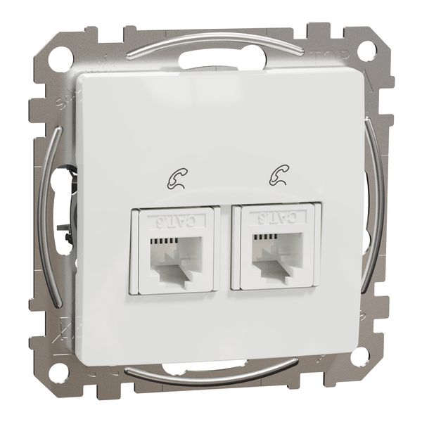 Double Telephone socket, Sedna Design & Elements, RJ11, White image 4