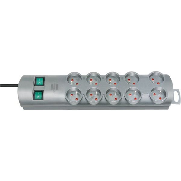 Primera-Line extension socket 10-way silver 2m H05VV-F 3G1,5 each 5 sockets switched *FR* image 1