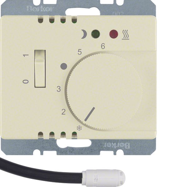 Thermostat, NO contact,Cen. plate,f. heat.,rocker switch,ext.temp.sen. image 1