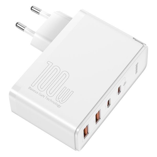 Wall Quick Charger GaN2 Pro 100W 2xUSB + 2xUSB-C QC4+ PD3.0 with USB-C Cable, White image 4