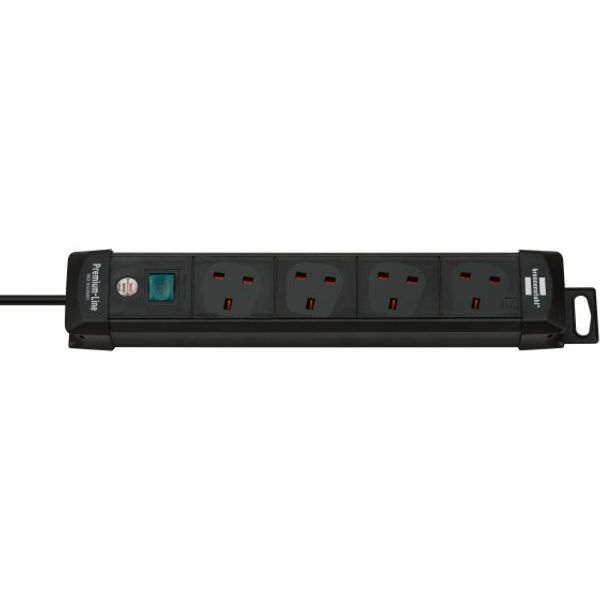 Premium-Line extension lead 4-way black 1,8m H05VV-F 3G1,25 with switch *GB* image 1