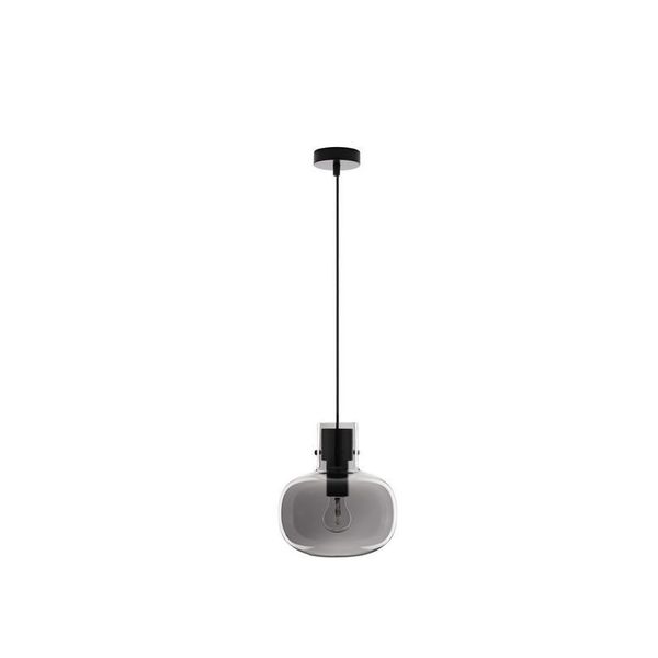 Smoky Glass  Black Cord  Black Metal Base   LED E27 1x12 Watt 230 Volt   IP20 Bulb Excluded  D: 22 H1: 25 H2: 228 cm Adjustable Height image 1