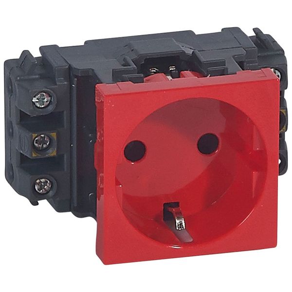 2P+E socket prog Mosaic for DLP trunking - screw terminals - German std - red image 1