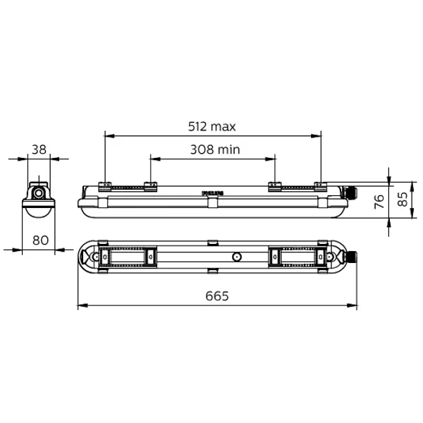 CoreLine Waterproof, 25 W, L600 mm, 4000 lm, 4000 K, Symmetrical, Clear, IP65 image 4