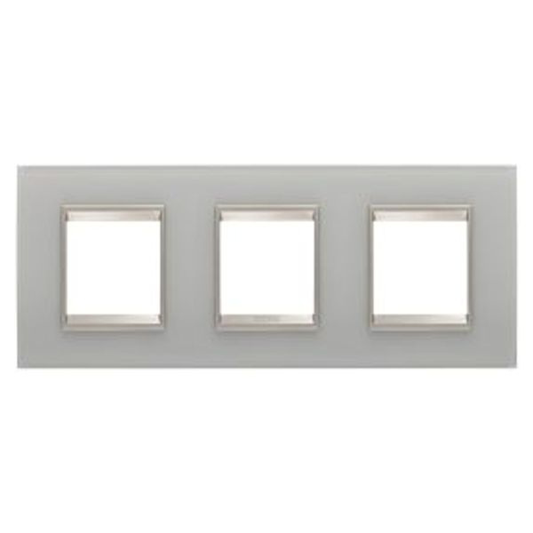 LUX INTERNATIONAL PLATE - IN GLASS - 2+2+2 MODULES HORIZONTAL - NATURAL REFLECTION - INNER FRAME MATT LIGHT BRONZE - CHORUSMART image 1