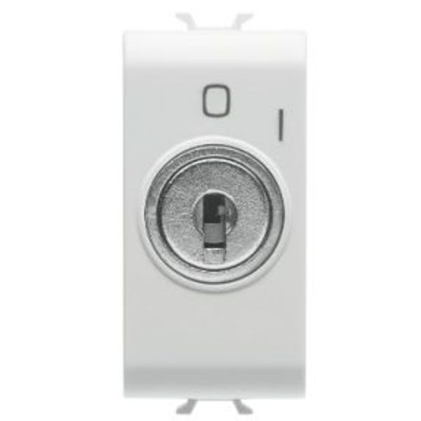 ONE-WAY SWITCH 2P 250V ac - 10AX - WITH KEY - SYMBOL 0/1 - 1 MODULE - SATIN WHITE - CHORUSMART image 1