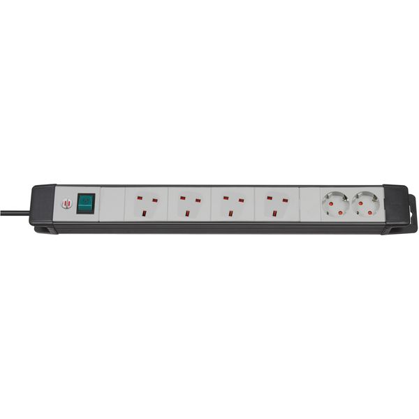 Premium-Line Technics extension lead 6-way black/light grey 3m H05VV-F 3G1,25 4x BS + 2x earthed sockets *GB* image 1