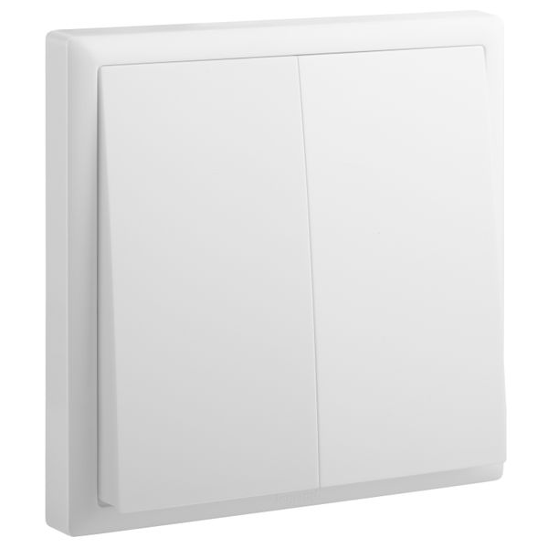 Switch 2 Gang 2 Way 16A 7X7 White, Legrand - ELOE image 1