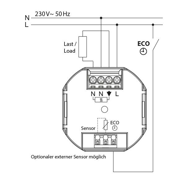 Flush-mounted thermostat as room controller, AC 230V, 1NO contact, 10 A, white backlighting image 4