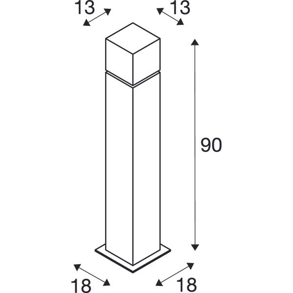 SQUARE POLE 90, E27, stainless steel, 20W, IP44 image 2