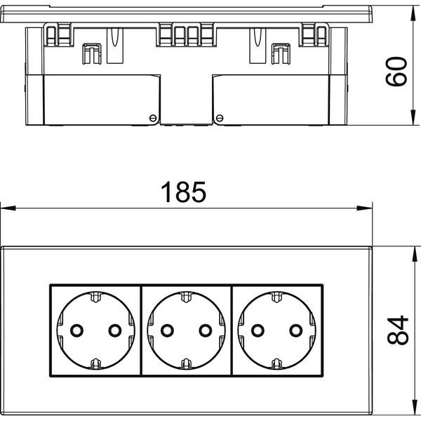 SDE-RW D0RT3 Socket unit for triple Modul 45 84x185x59mm image 2