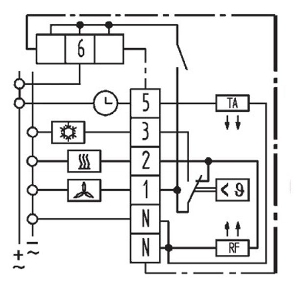 Room controller, 5-30C, UC 24V, 1 changeover contact, 1/1 A, on/off, with TA approx.5K image 4