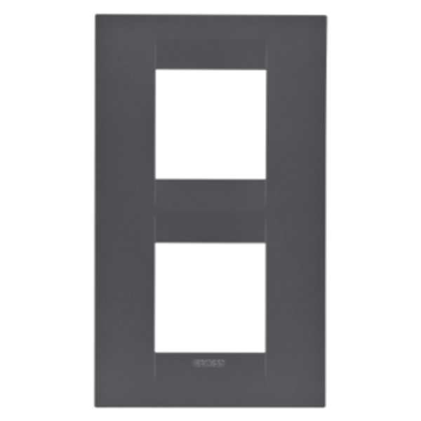 GEO INTERNATIONAL PLATE - IN PAINTED TECHNOPOLYMER - 2+2 MODULES VERTICAL - SATIN BLACK - CHORUSMART image 1