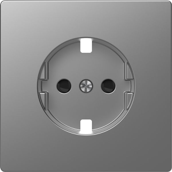 Central plate f. SCHUKO sock.-out. insert, shut., stainless steel, System Design image 2