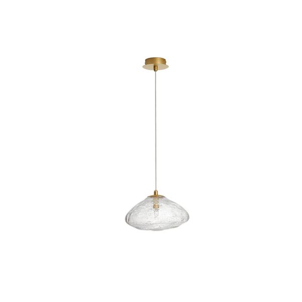 Brass Gold Metal  Blown Clear Glass   LED G9 1x5 Watt 230 Volt  IP20 Bulb Excluded   D: 26 H: 200 cm Adjustable Height image 1