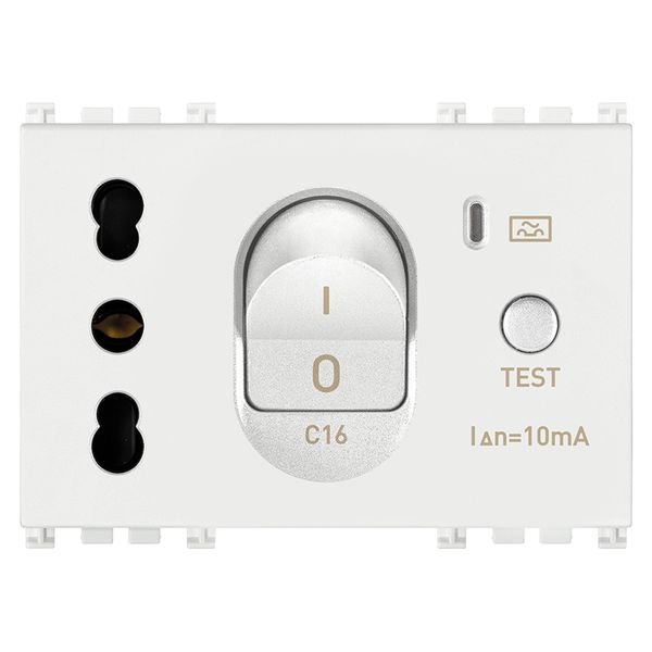 2P+E 16A P17/11 outlet +C16 RCBO white image 1