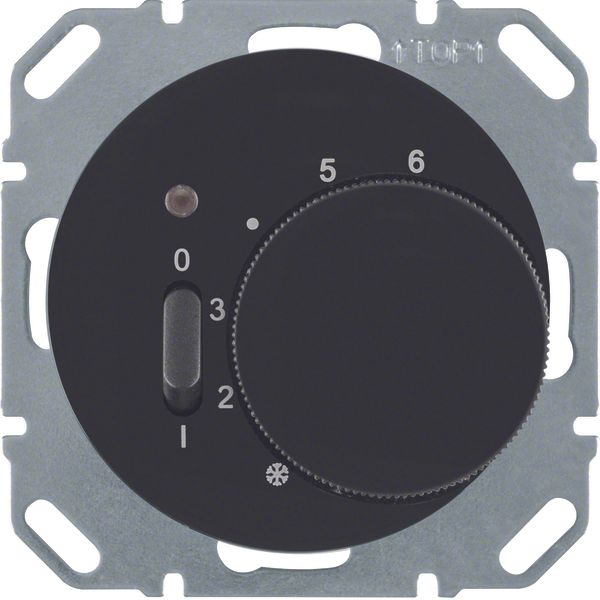 Thermostat, NC contact, centre plate, rocker switch, R.1/R.3, black gl image 1