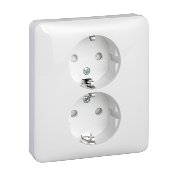 Exxact double socket-outlet earthed screw white image 4