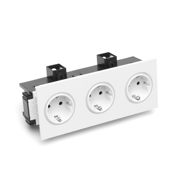 Triple socket outlet for Data trunking Signa Base, RAL 9001 image 1